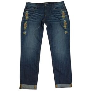 Driftwood Embroidered Floral Side Jean Women's Boho High Rise‎ Straight
